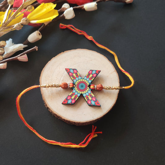 Alphabet X Wooden Rakhi