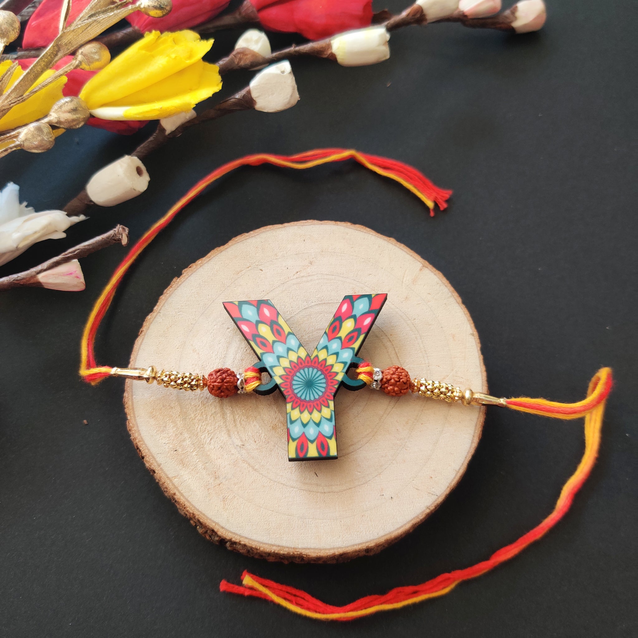 Alphabet Y Wooden Rakhi