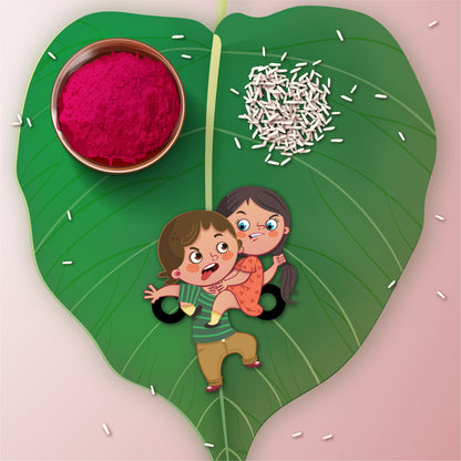 Detailed view of the natural wood grain and smooth finish of the 'Annoying Brother' Rakhi pendant.