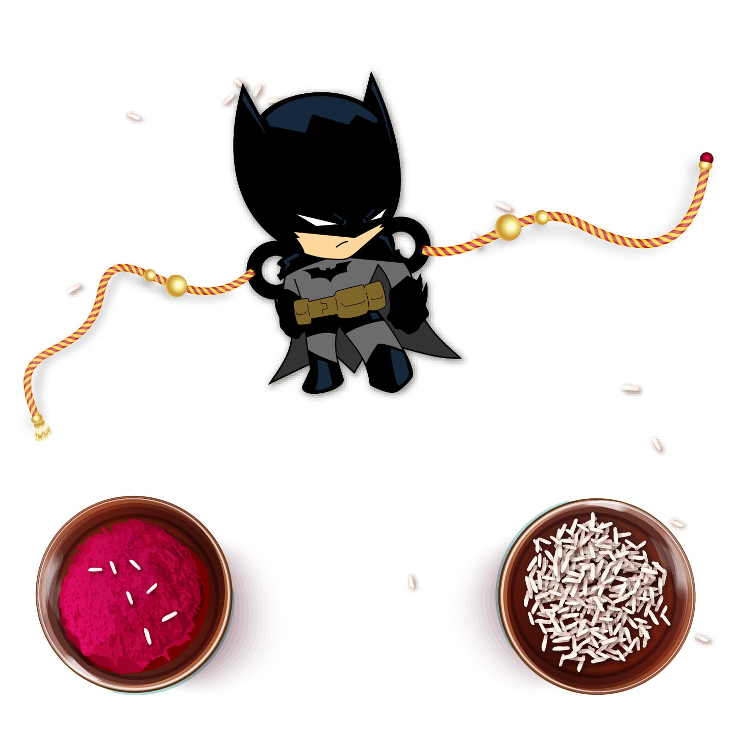 Detailed view showing the natural wood texture and smooth finish of the Batman Rakhi pendant.