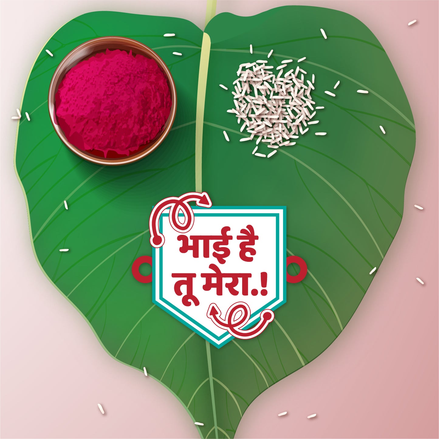 Close-up of the sacred Rudraksha beads on the thread of the 'Bhai hai tu Mera' Rakhi."