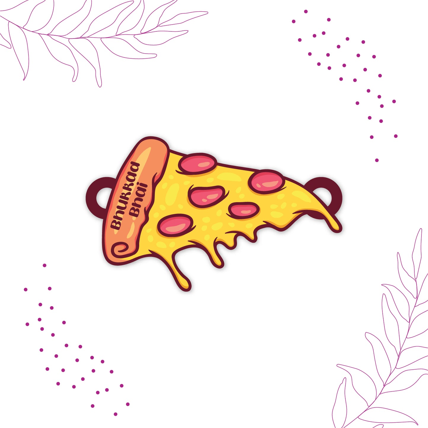 Bhukkad Bhai Pizza Rakhi with Rudraksha next to a slice of pizza