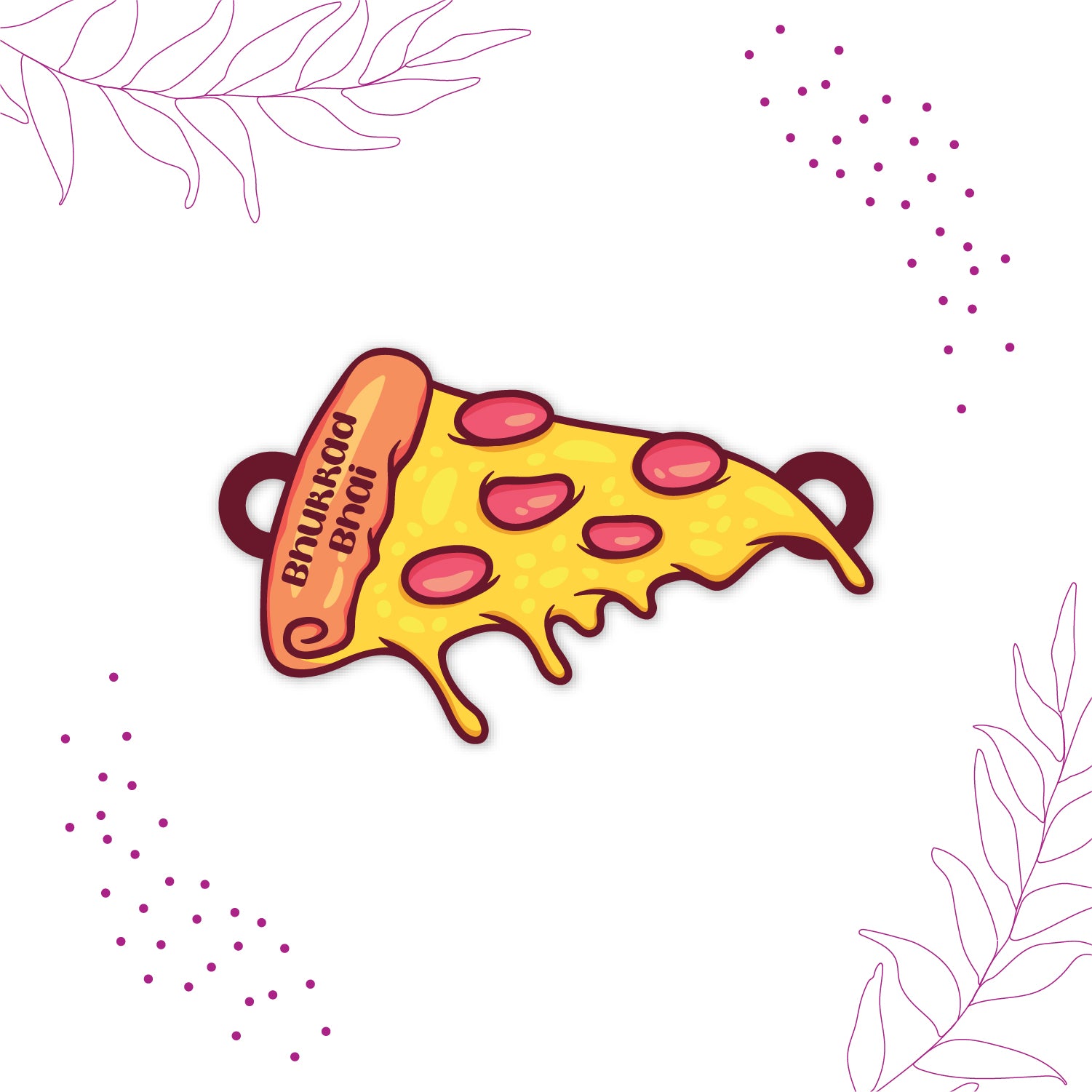 Bhukkad Bhai Pizza Rakhi with Rudraksha next to a slice of pizza