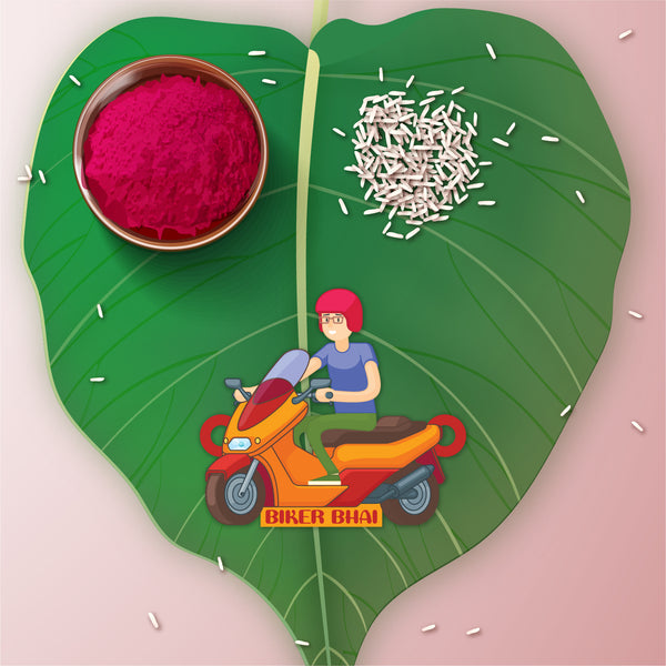 Biker Bhai Rakhi Wooden Rakhi
