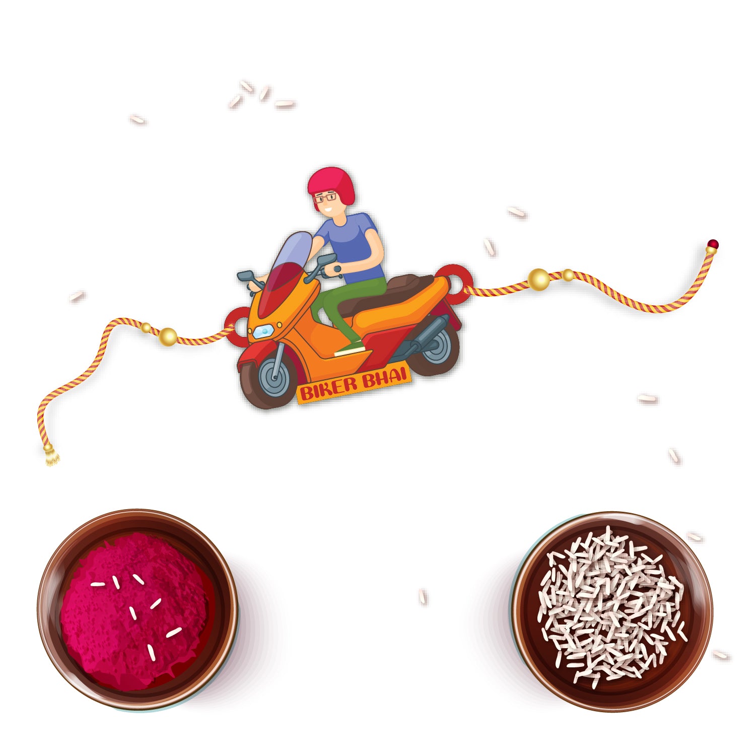 Detailed view showing the natural wood texture and smooth finish of the Biker Bhai Rakhi pendant.