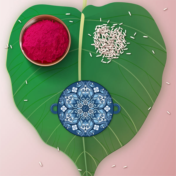 Ethnic Mandala Wooden Rakhi for Brother , Bhaiya , Bhai , Boys