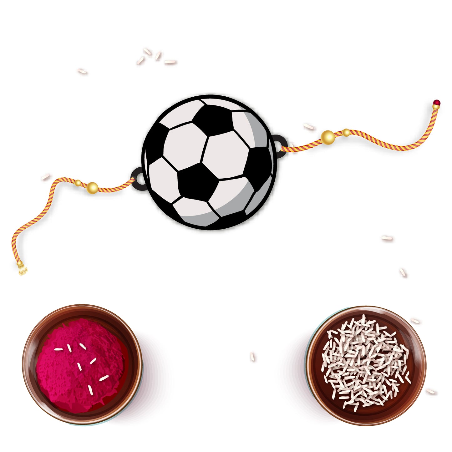 Detailed view showing the natural wood texture and smooth finish of the Football Rakhi pendant