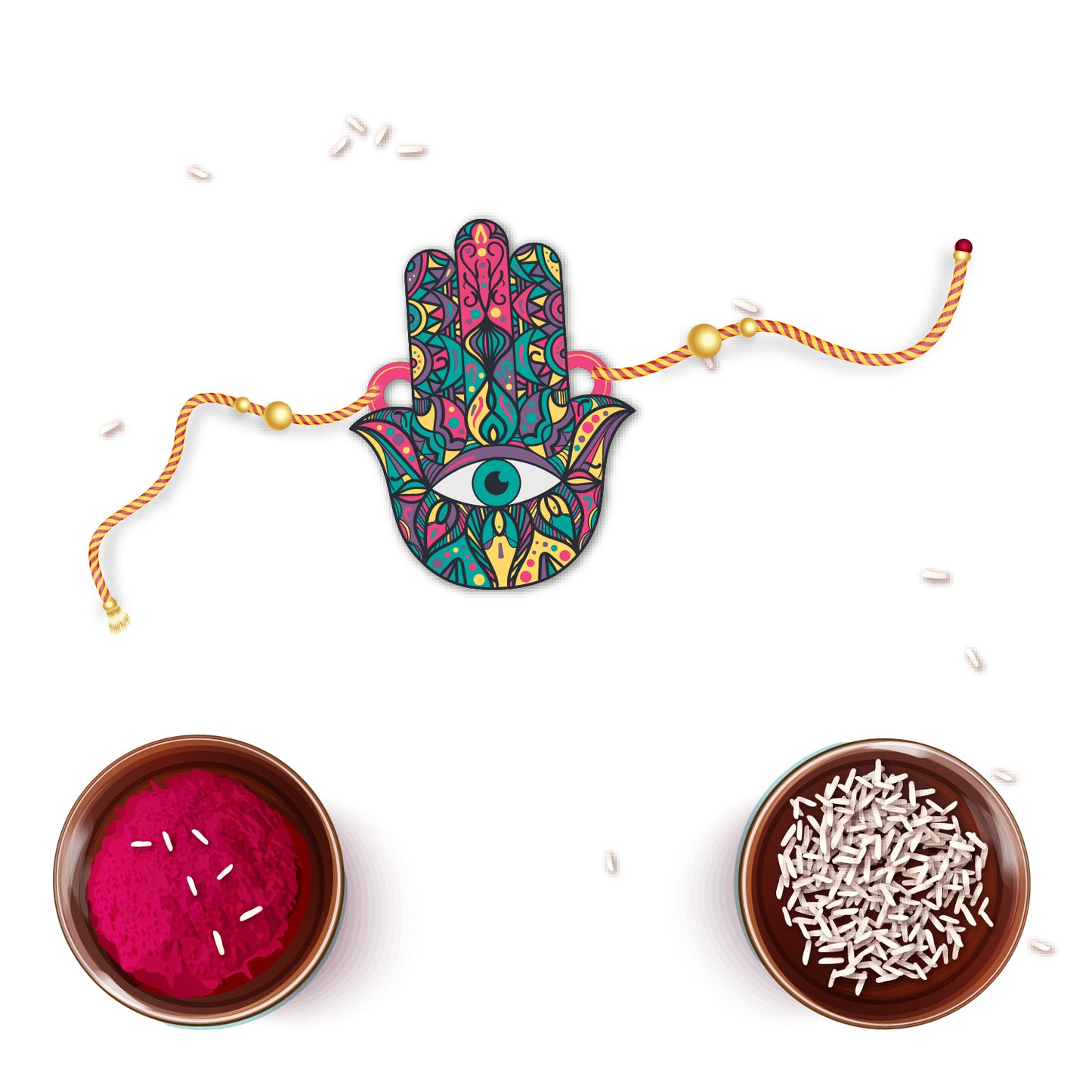 Symbolic Rakhi for elder brother – wooden badge with Rudraksha