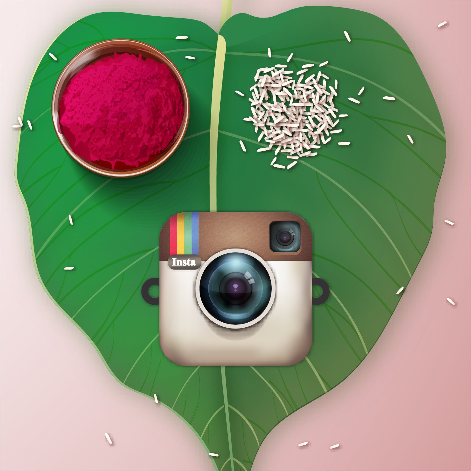 Insta Wala Bhai Rakhi with Rudraksha placed against a vibrant, social media-themed backdrop.