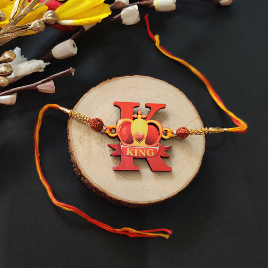 Royal King Bhai Wooden Rakhi | Rudraksha Rakhi for Brother