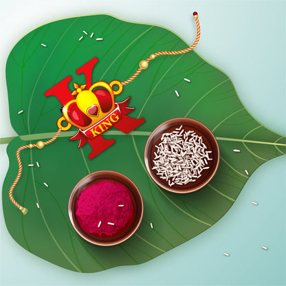 Royal King Bhai Wooden Rakhi | Rudraksha Rakhi for Brother