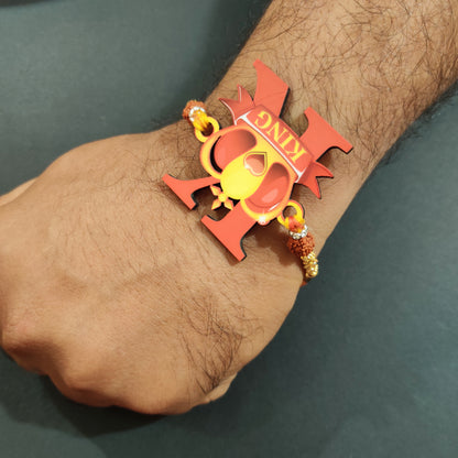 Royal King Bhai Wooden Rakhi | Rudraksha Rakhi for Brother