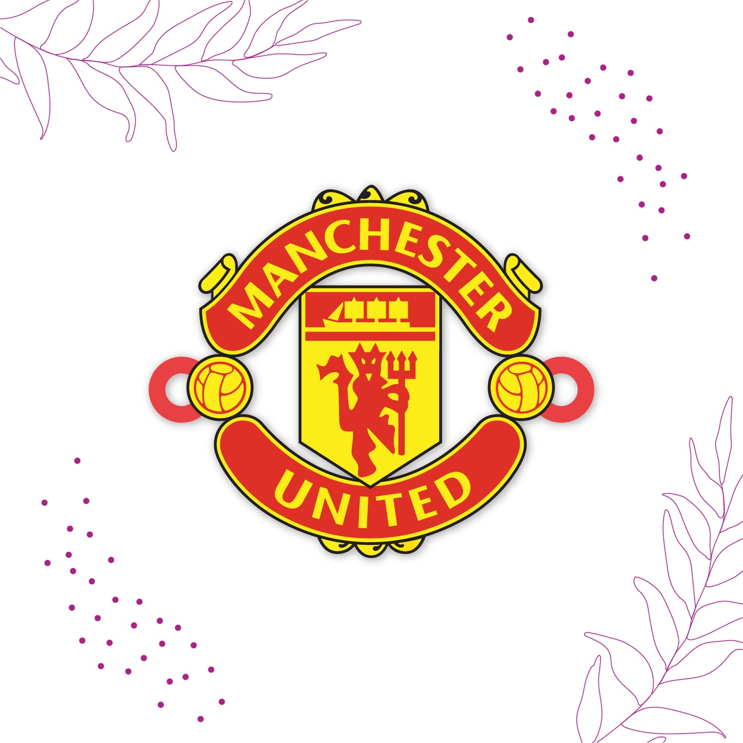 Sports-themed gift packaging for Manchester United Wooden Rakhi with Rudraksha.