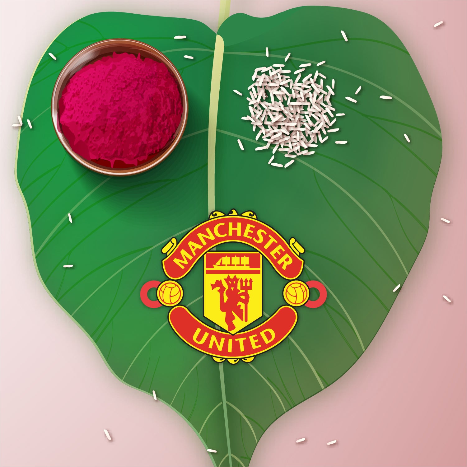 Close-up of the sacred Rudraksha beads on the thread of the Man Utd Rakhi.