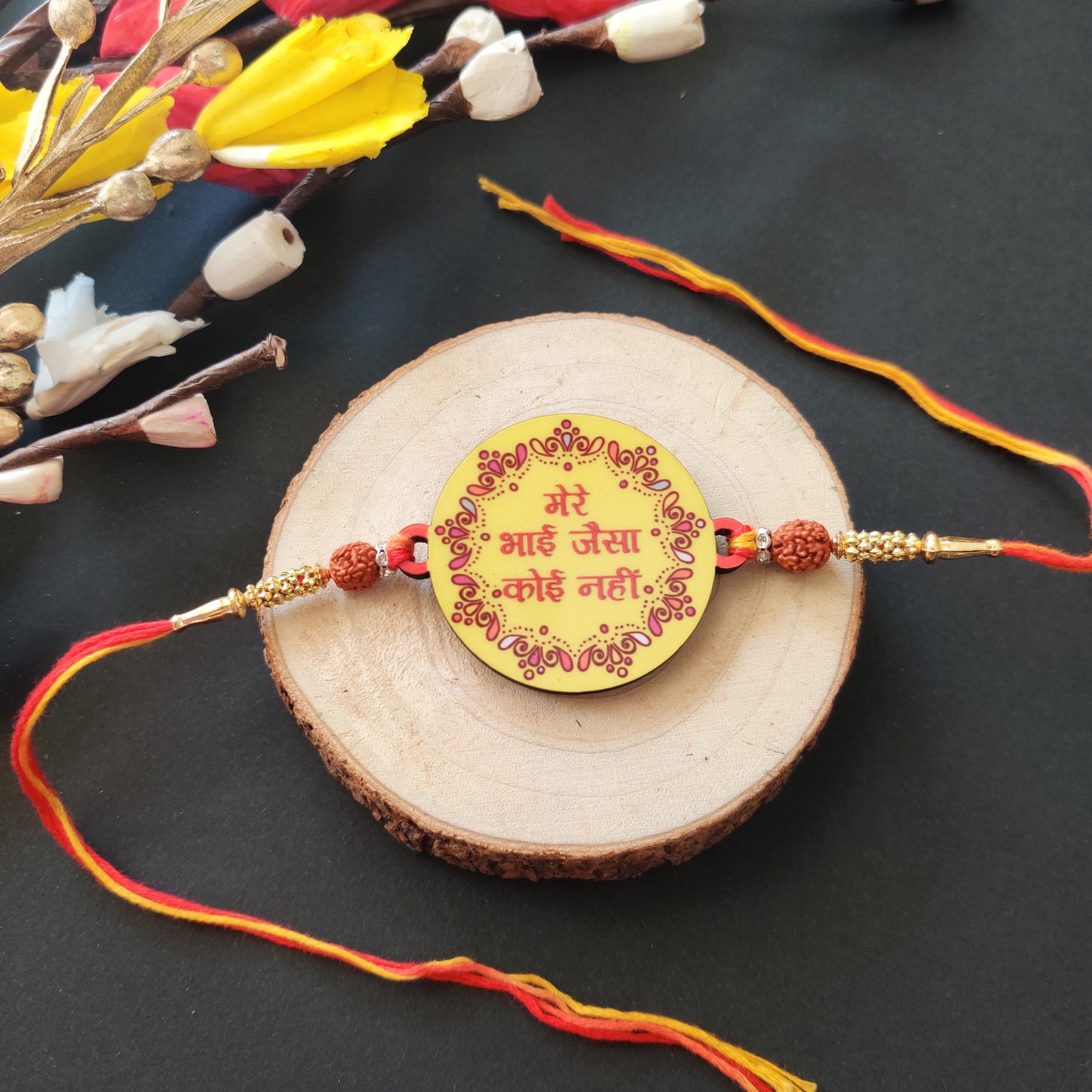 Mere Bhai Jaisa Koi Nahi Rakhi with Rudraksha thread – heartfelt Rakhi