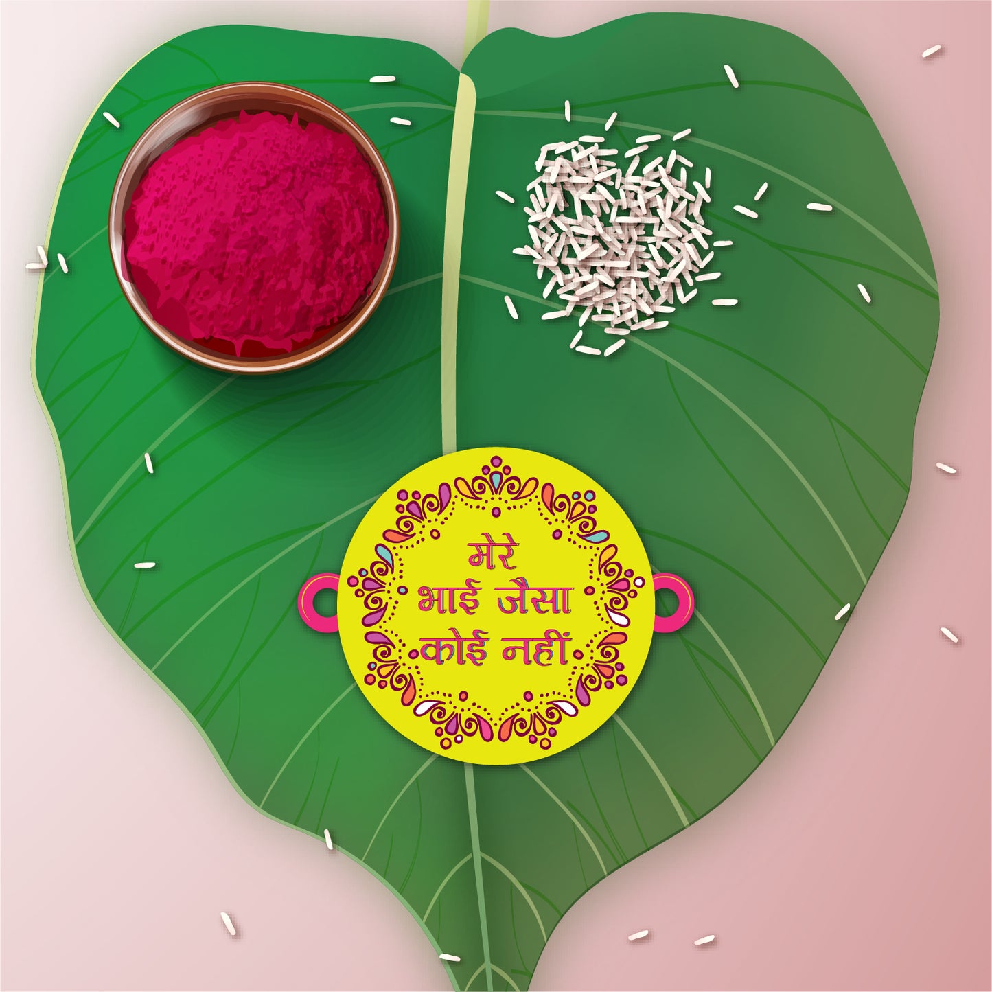 Wooden Rakhi with love for brother – Rakhi with Rudraksha thread