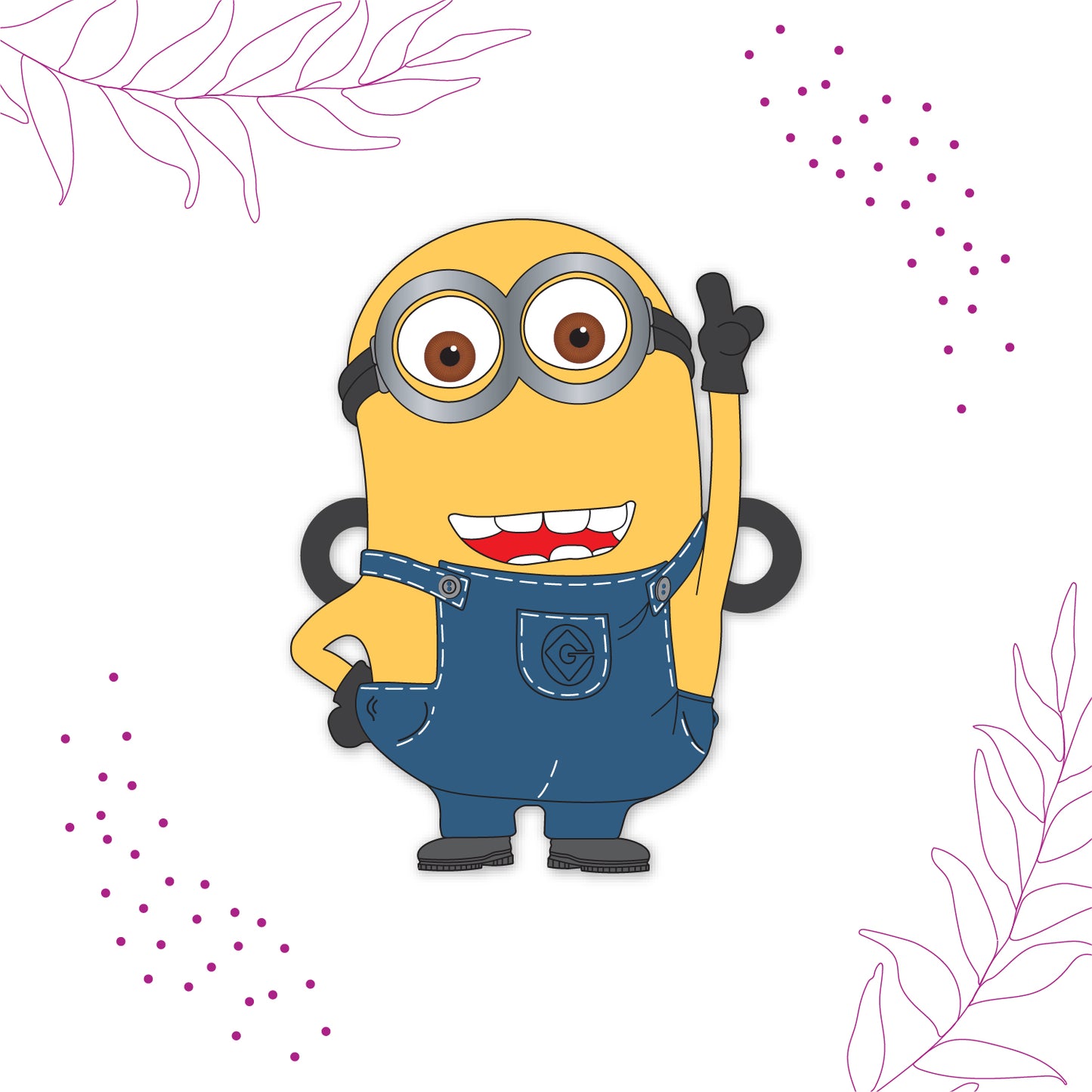 Adorable Minion Wooden Rakhi with Rudraksha thread worn on a brother's wrist.