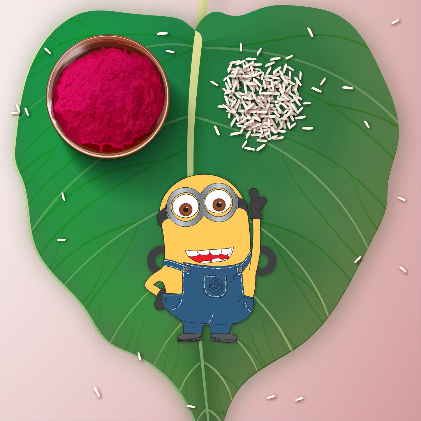 Cheerful gift packaging for Minion Wooden Rakhi with Rudraksha