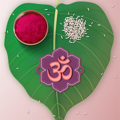 Om symbol Rakhi with Rudraksha – Rakhi gift for elder brother