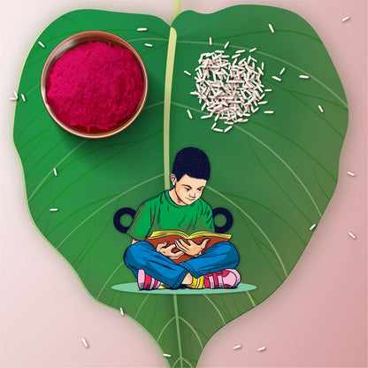 Nerdy brother Rakhi – printed wooden Rakhi with spiritual thread