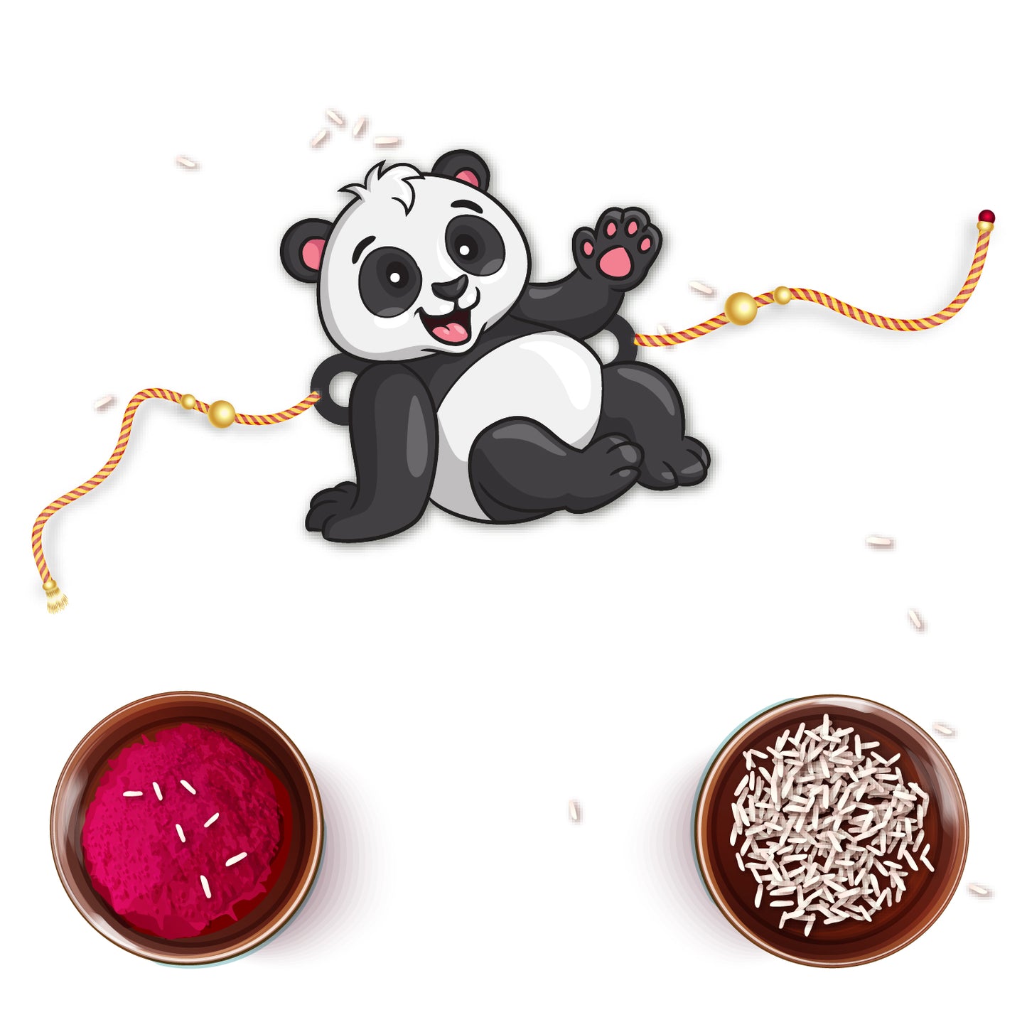 Detailed view showing the natural wood texture and smooth finish of the Panda Rakhi pendant.