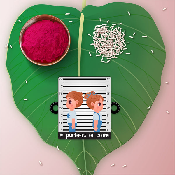 Partners in Crime Wooden Rakhi for Brother , Bhaiya , Bhai , Boys