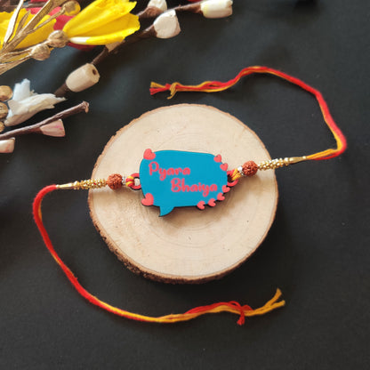 Pyara Bhai Wooden Rakhi with Rudraksha thread for brother