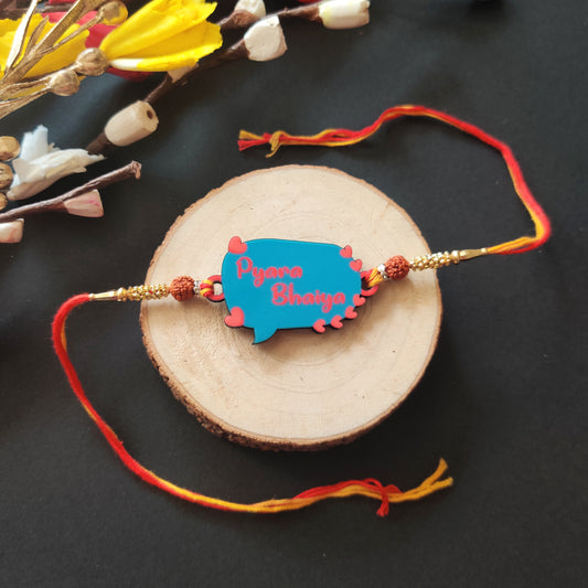 Pyara Bhai Wooden Rakhi with Rudraksha thread for brother