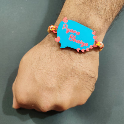 wooden Rakhi with spiritual Rudraksha design