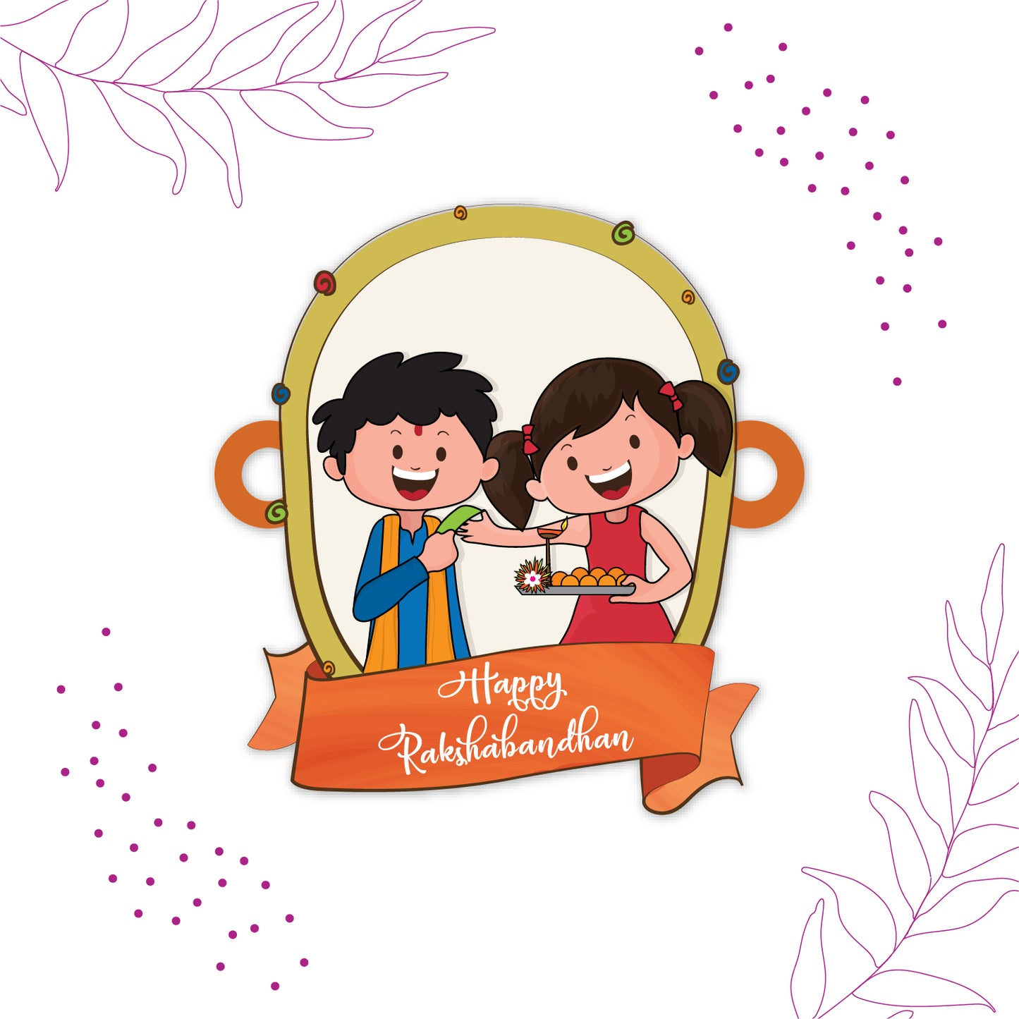 Festive gift packaging for Happy Rakshabandhan Wooden Rakhi with Rudraksha.