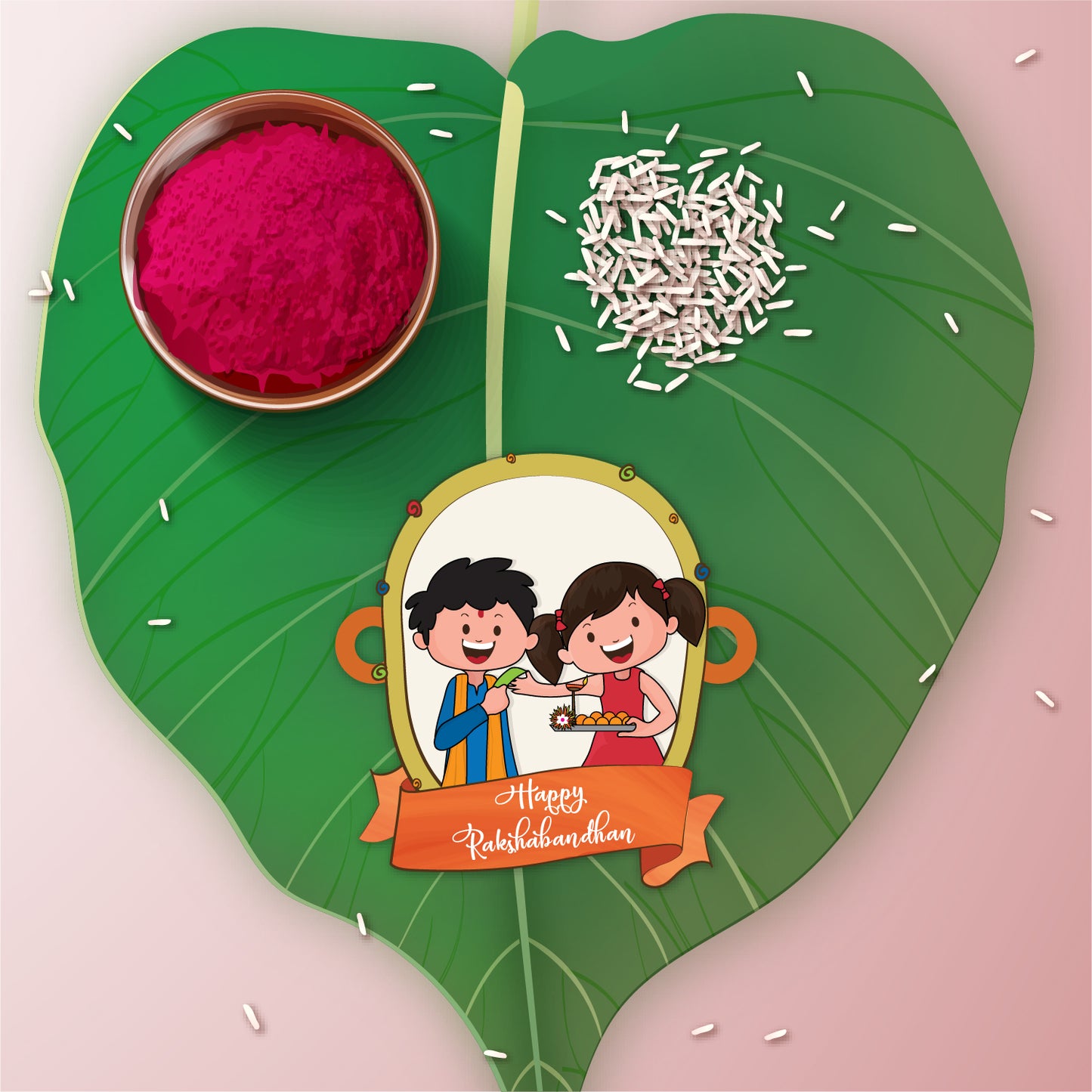 Happy Rakshabandhan Rakhi with Rudraksha placed on a decorated Rakhi thali.
