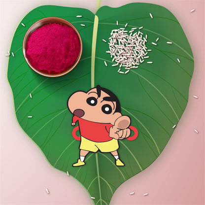 Close-up of the sacred Rudraksha beads on the thread of the Shinchan Rakhi.