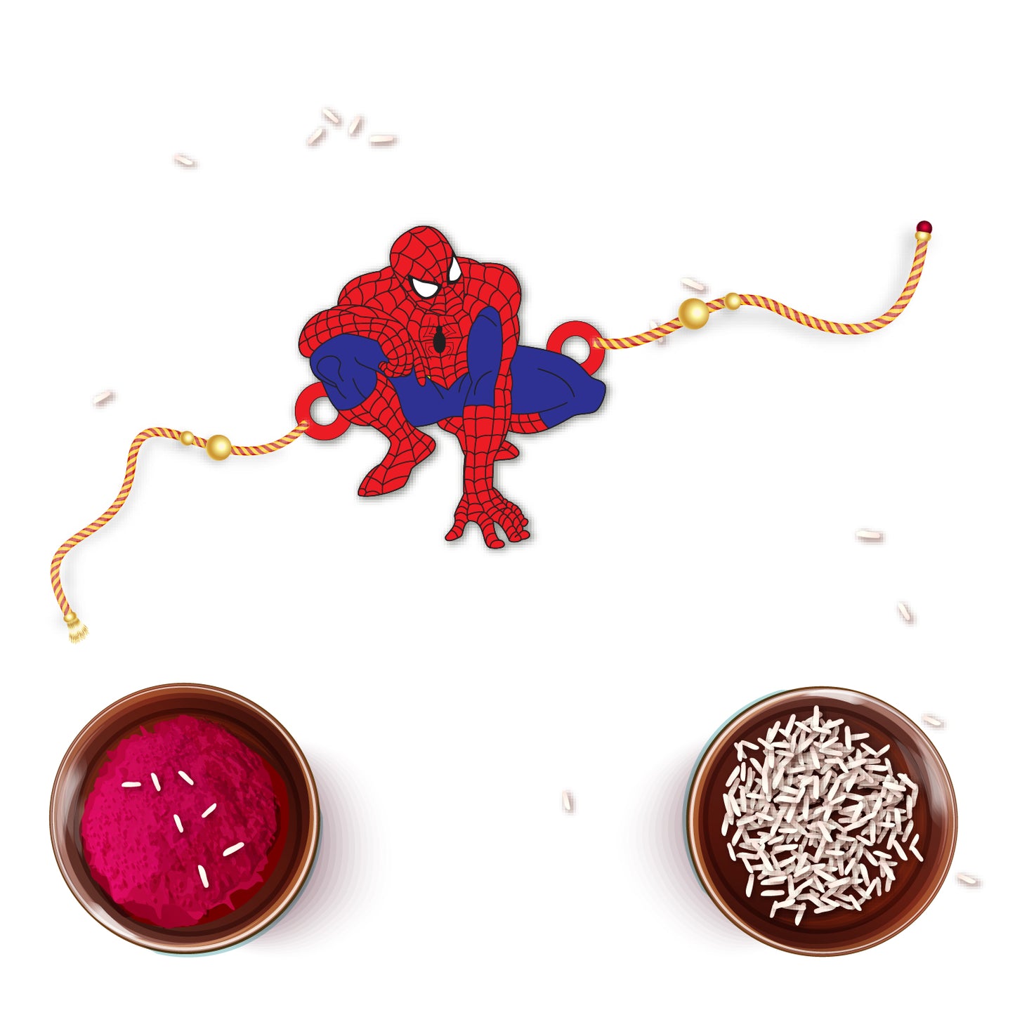 Spiderman Wooden Rakhi with Rudraksha | Superhero Rakhi for Kids & Bro | Shop Online India