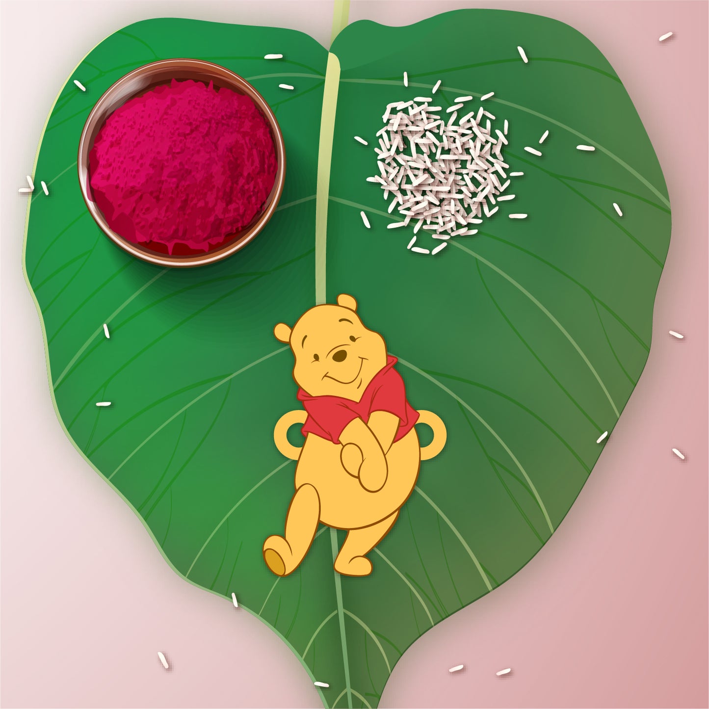 Close-up of the sacred Rudraksha beads on the thread of the Winnie Pooh Rakhi