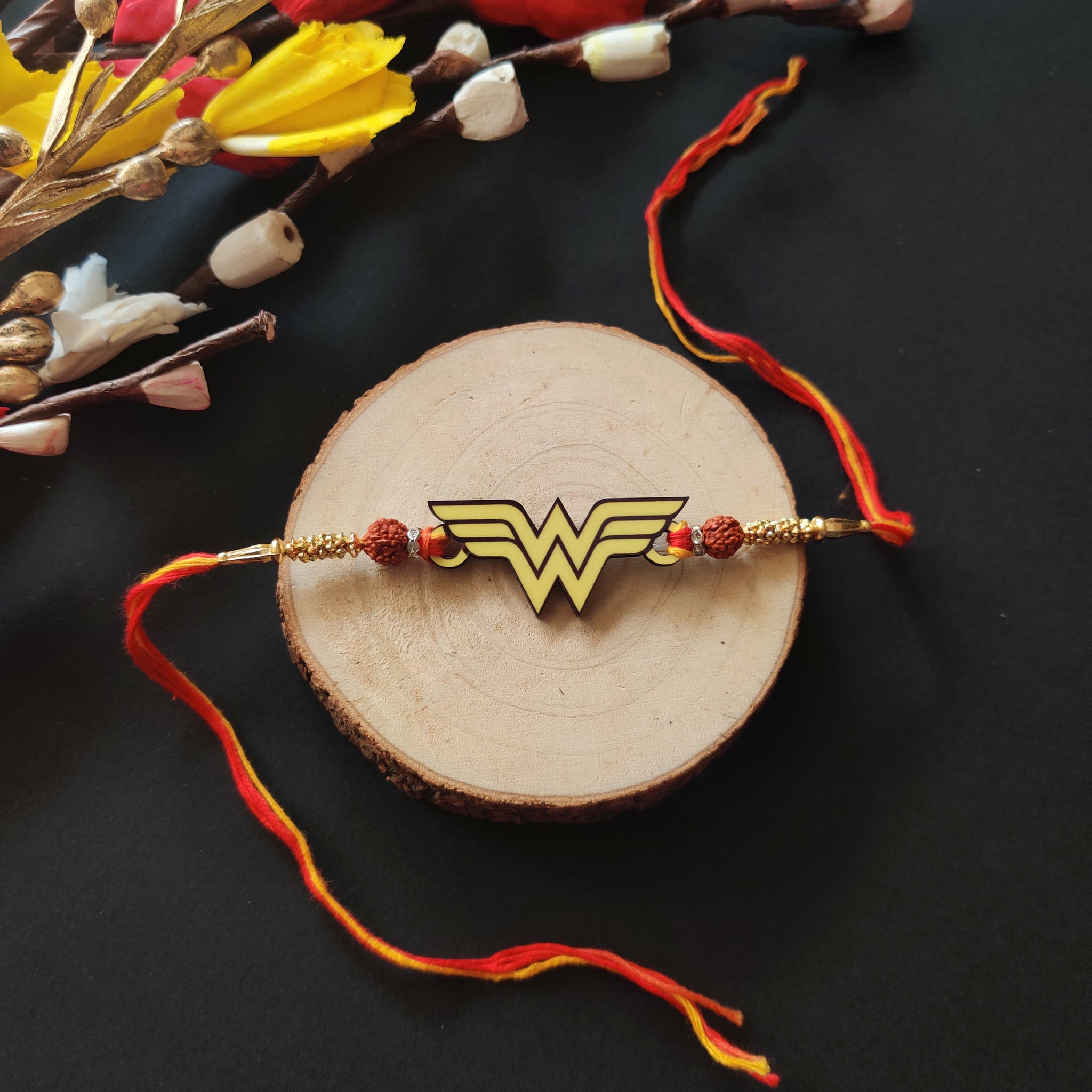 Wonder Woman Wooden Rakhi/Lumba for Brother , Bhaiya , Bhai , Boys