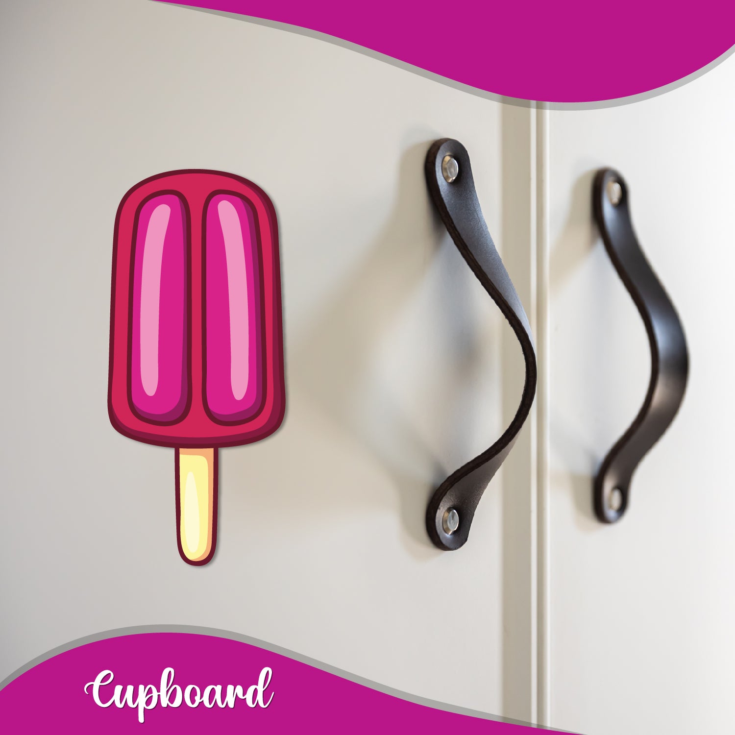 Fun pink ice cream stick fridge magnet