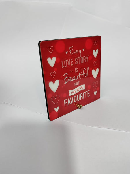 Valentine Gift Box (Hamper No 10)- 6 products (Coaster , Table Frame, Keychain, Card, Chocolate and Rose)