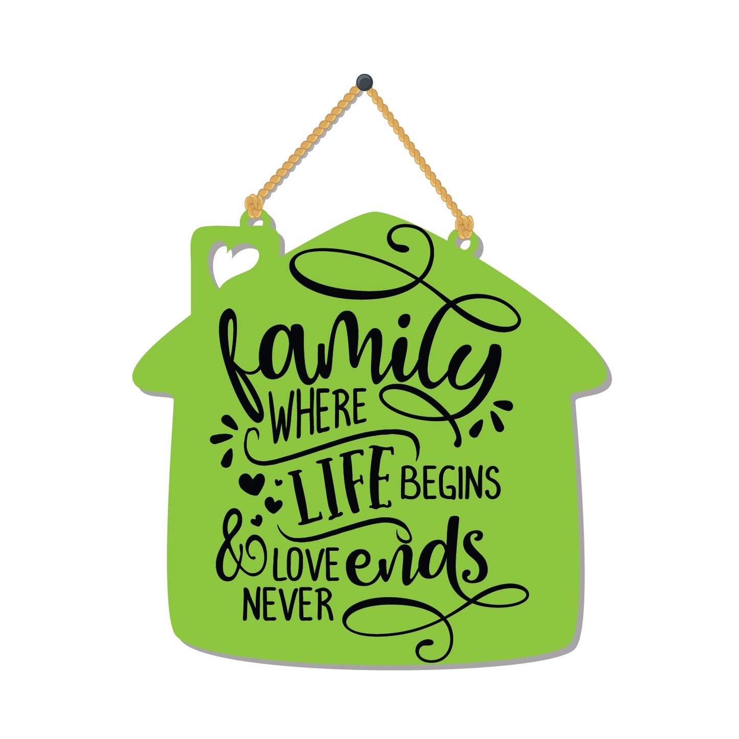 Family where love Begins and Love never ends Wooden Wall Hanging